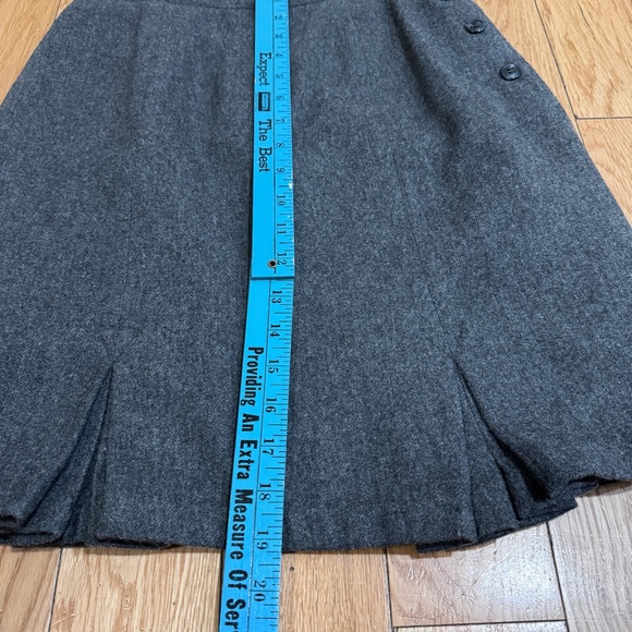 Charcoal Wool Skirt with Side Button Detail - Picture 12 of 14